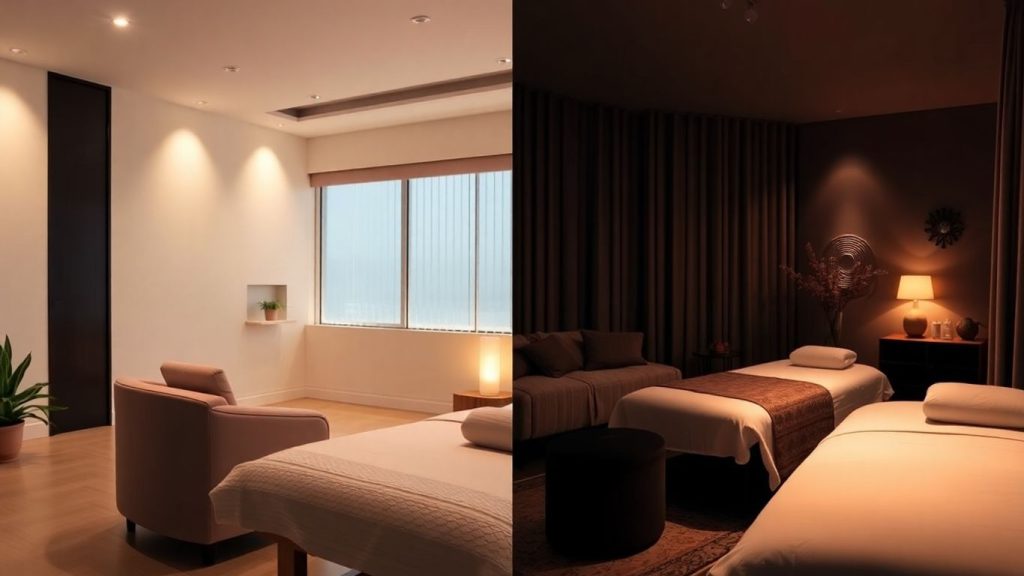 마사지샵 유형별 비교 이미지